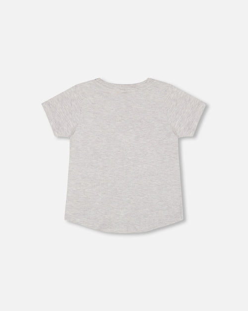 Organic Cotton T-Shirt With Dino Print Light Gray Mix - F30S70_191