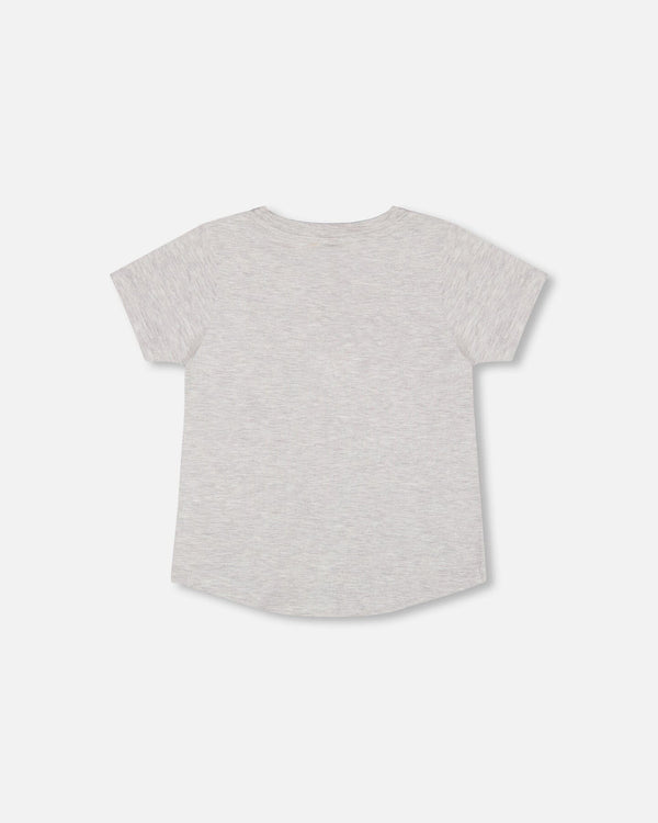 Organic Cotton T-Shirt With Dino Print Light Gray Mix - F30S70_191