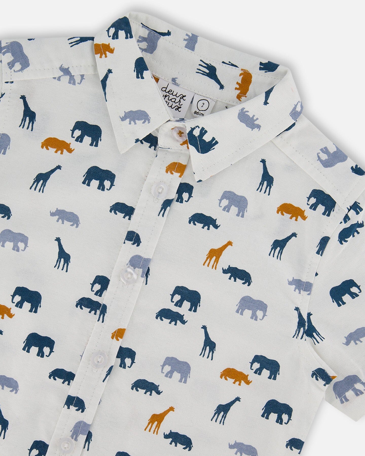 Short Sleeve Poplin Shirt White Printed Jungle Friends - F30T11_000