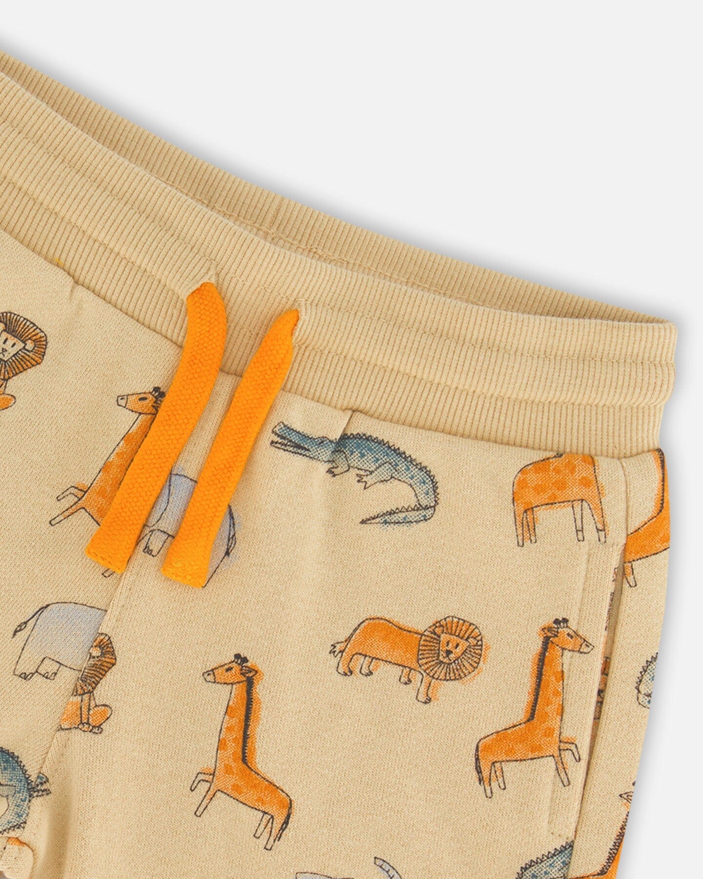 French Terry Short Beige Printed Jungle Animal - F30T25_096