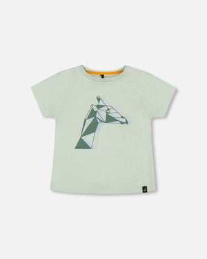 Organic Cotton T-Shirt With Print Mint - F30T70_582