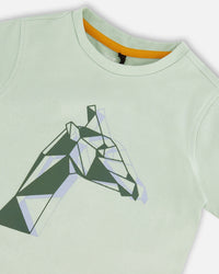 Organic Cotton T-Shirt With Print Mint - F30T70_582