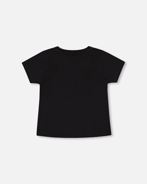 Organic Cotton T-Shirt With Print Black - F30T70_999