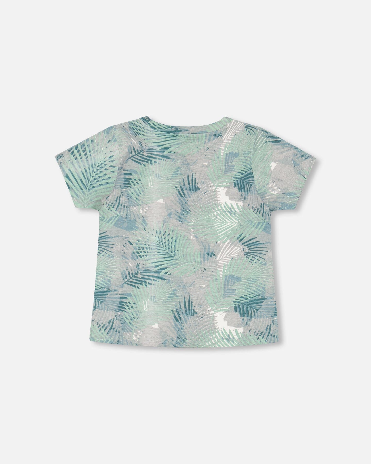 Organic Cotton Printed T-Shirt Green Jungle Leaves Print - F30T71_000