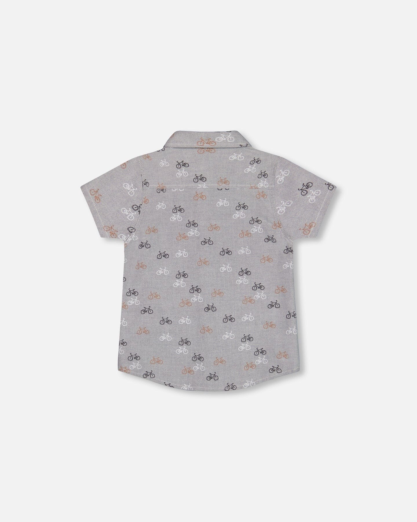 Short Sleeve Chambray Shirt Dark Grey Printed Bicycle - F30U15_037