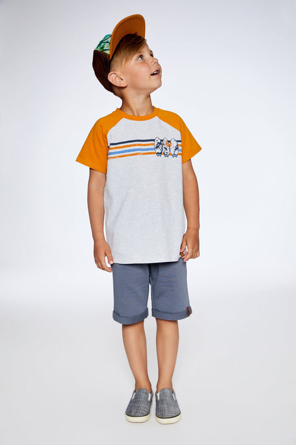 Organic Cotton Raglan T-Shirt Light Gray Mix And Orange - F30U71_191