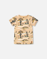 Organic Cotton Printed T-Shirt Beige