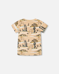 Organic Cotton Printed T-Shirt Beige - F30U73_137