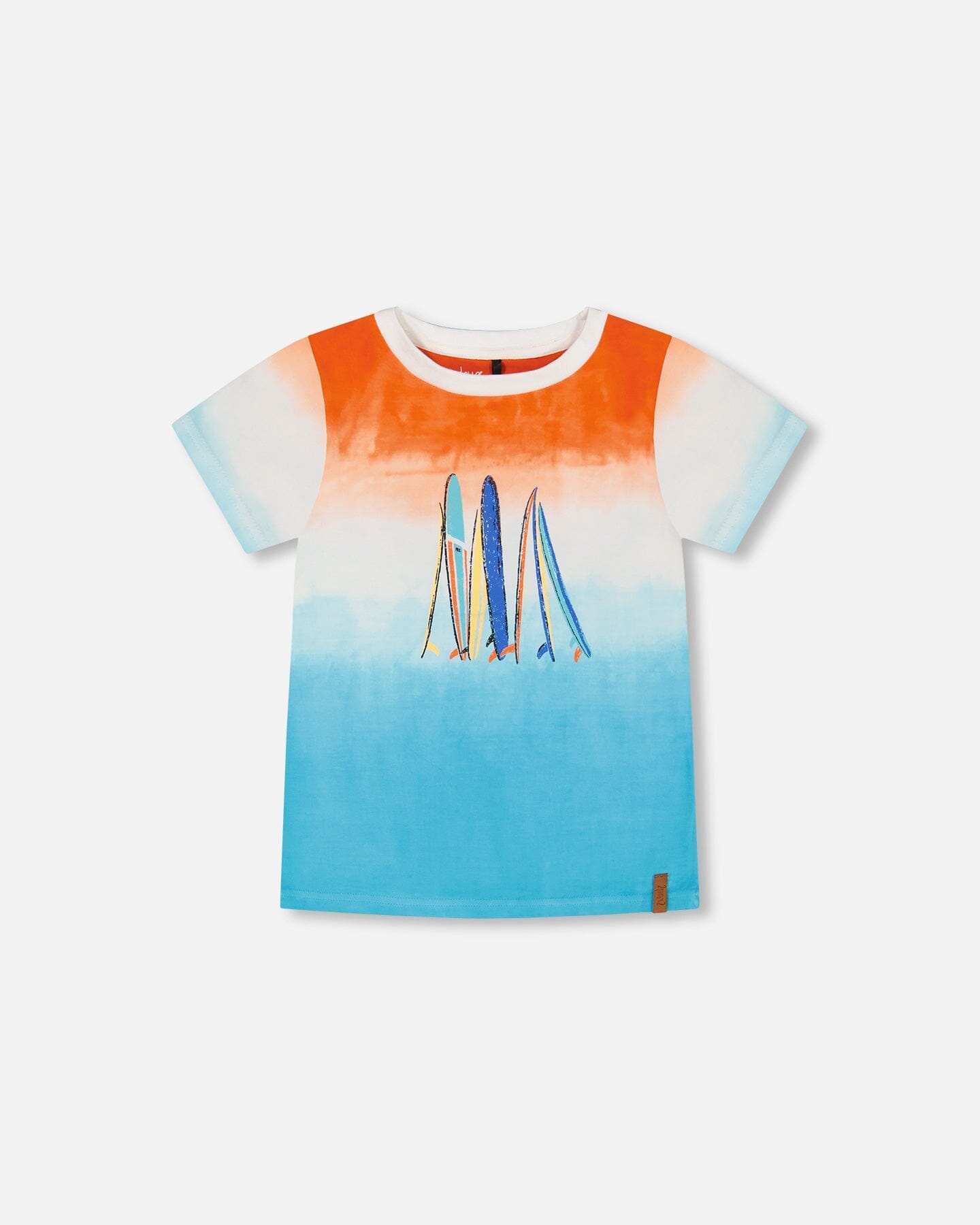 Organic Cotton T-Shirt With Gradient Blue And Orange Print - F30U76_100