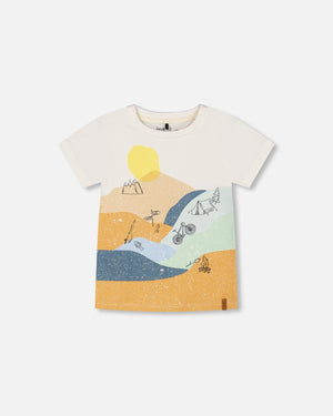 Organic Cotton T-Shirt With Large Landscape Print - F30U76_101