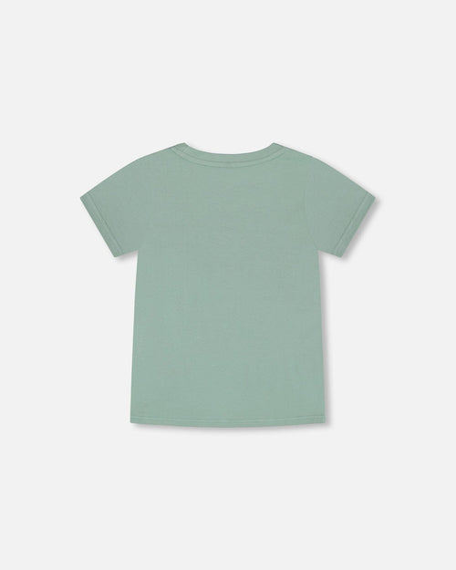 Organic Cotton T-Shirt With Print Sage Green - F30U76_335