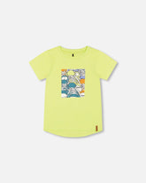 Organic Cotton T-Shirt With Sneaker Print Lime