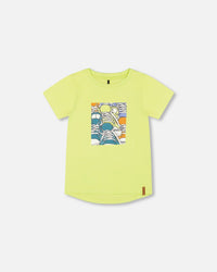 Organic Cotton T-Shirt With Sneaker Print Lime - F30U77_329