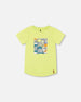 Organic Cotton T-Shirt With Sneaker Print Lime - F30U77_329