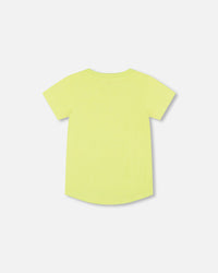 Organic Cotton T-Shirt With Sneaker Print Lime - F30U77_329