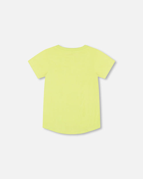 Organic Cotton T-Shirt With Sneaker Print Lime - F30U77_329