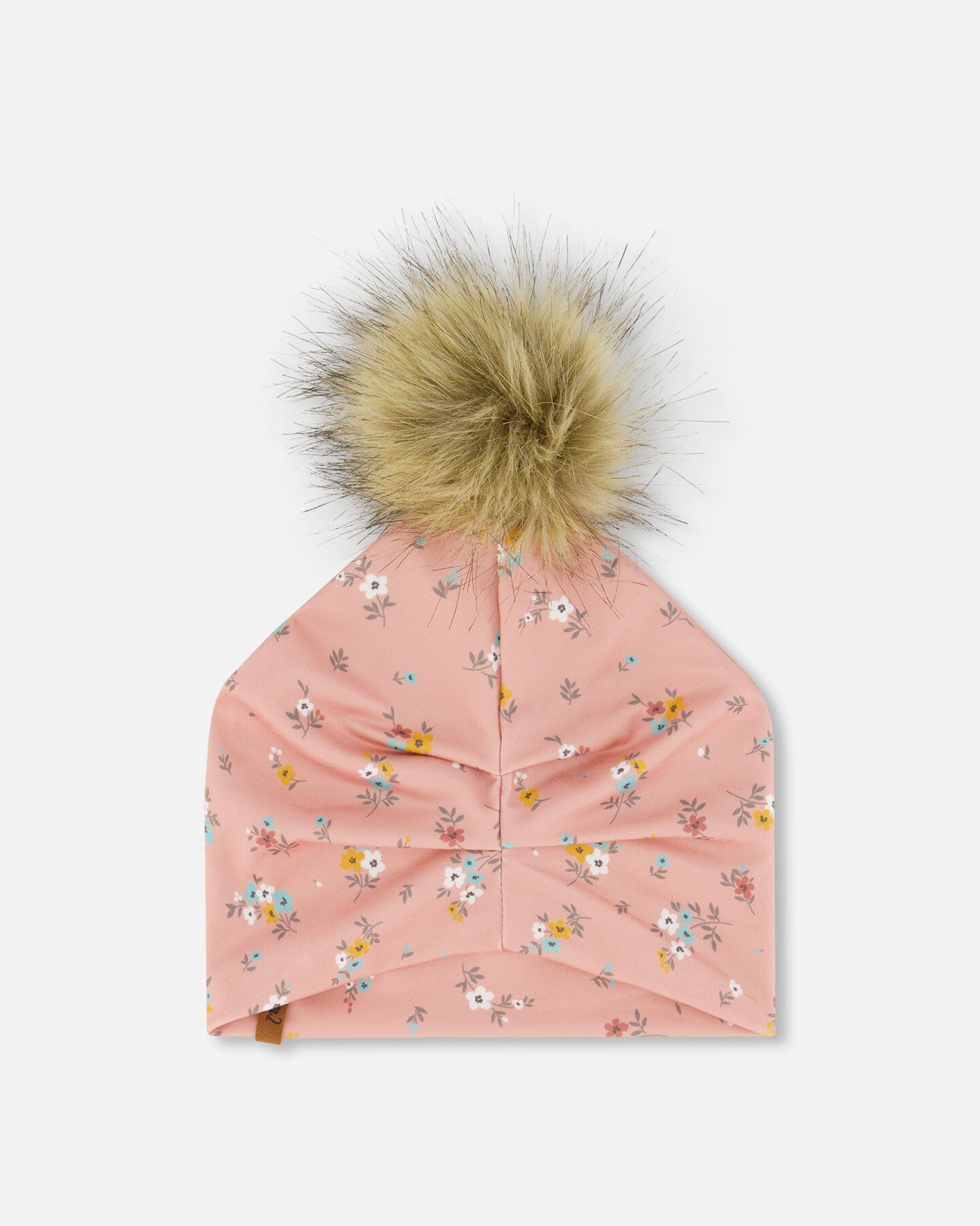 Detachable Pompom Hat Pink Little Flowers Print Outdoor Accessories Deux par Deux 