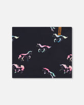 Cache-cou noir imprimé de licornes multicolores