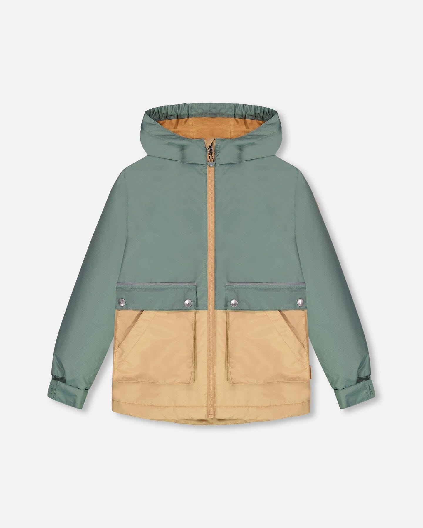 Hooded Colorblock Parka Forest Green And Beige - F30W46_178