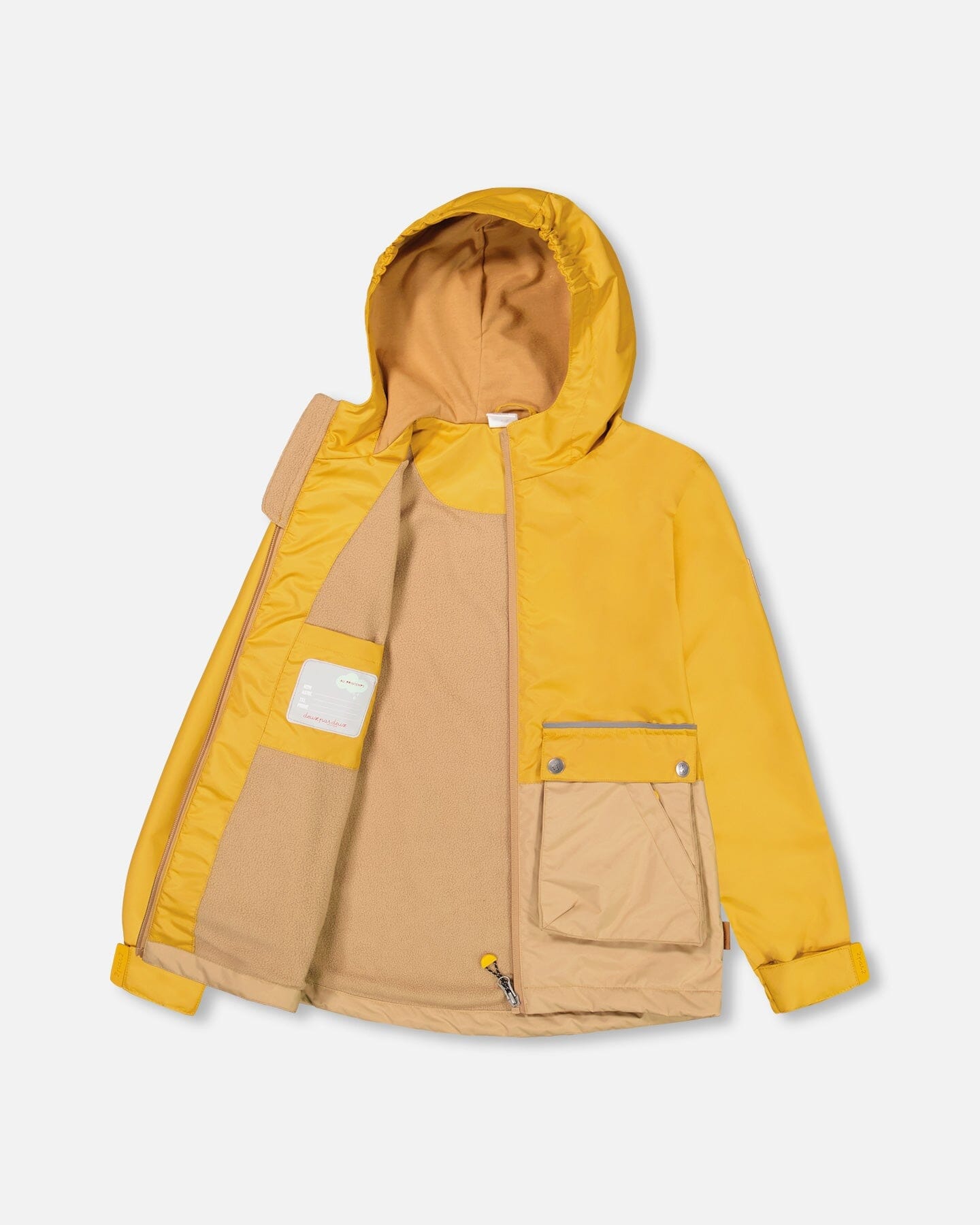 Hooded Colorblock Parka Yellow And Beige - F30W46_254