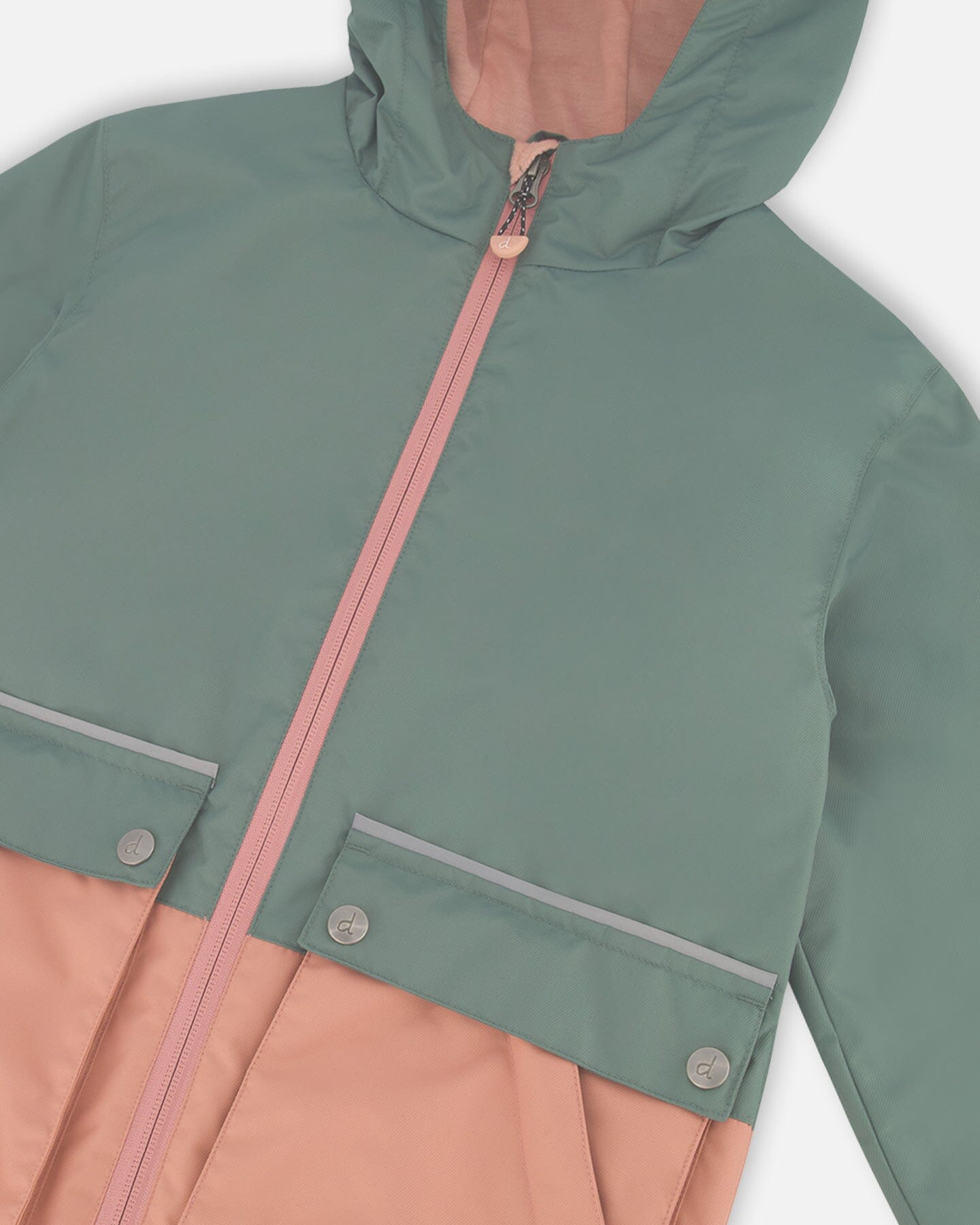 Hooded Colorblock Parka Forest Green And Pink - F30W46_387