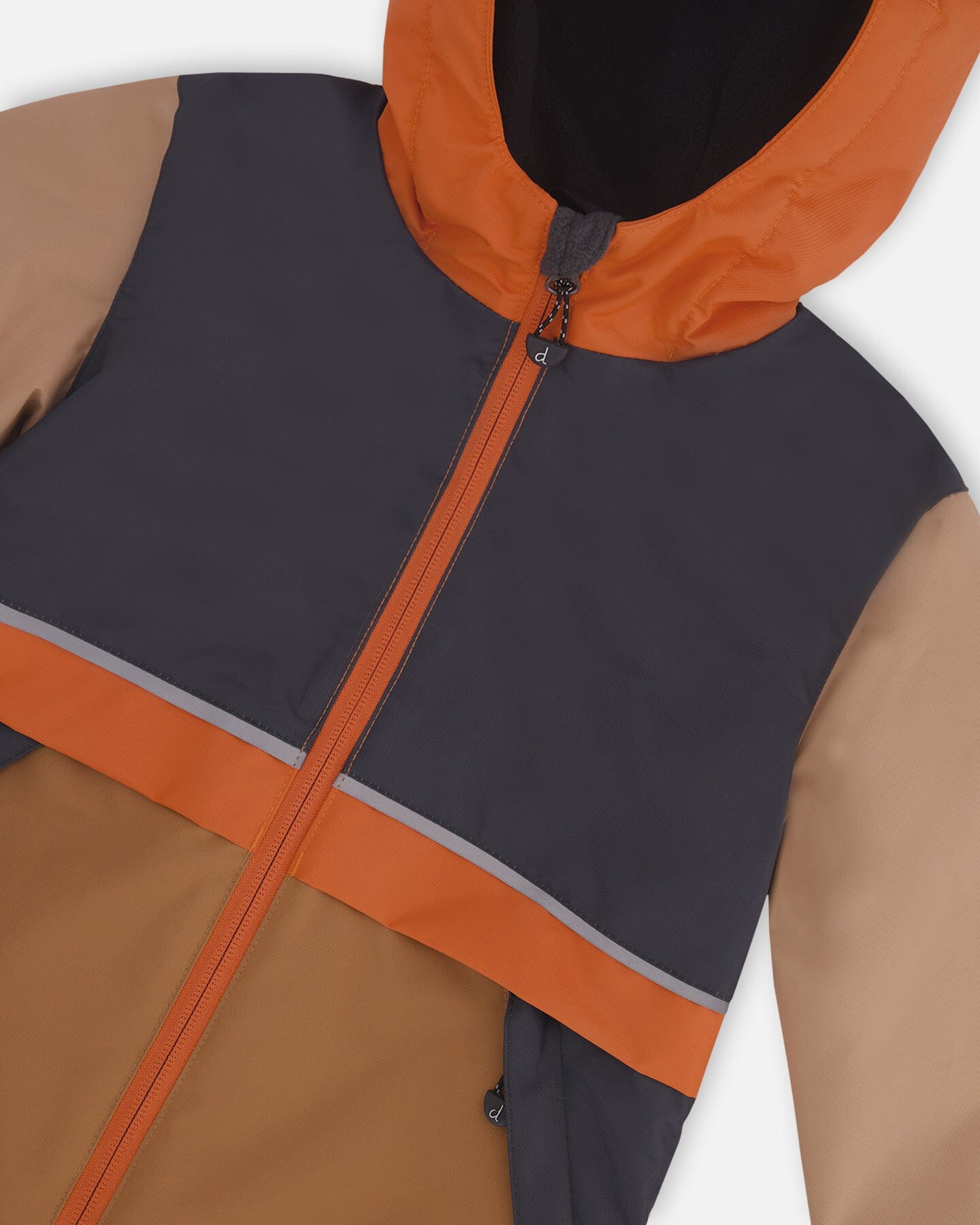 Two Piece Hooded Coat And Pant Mid-Season Set Colorblock Beige, Grey And Orange Outerwear Deux par Deux 