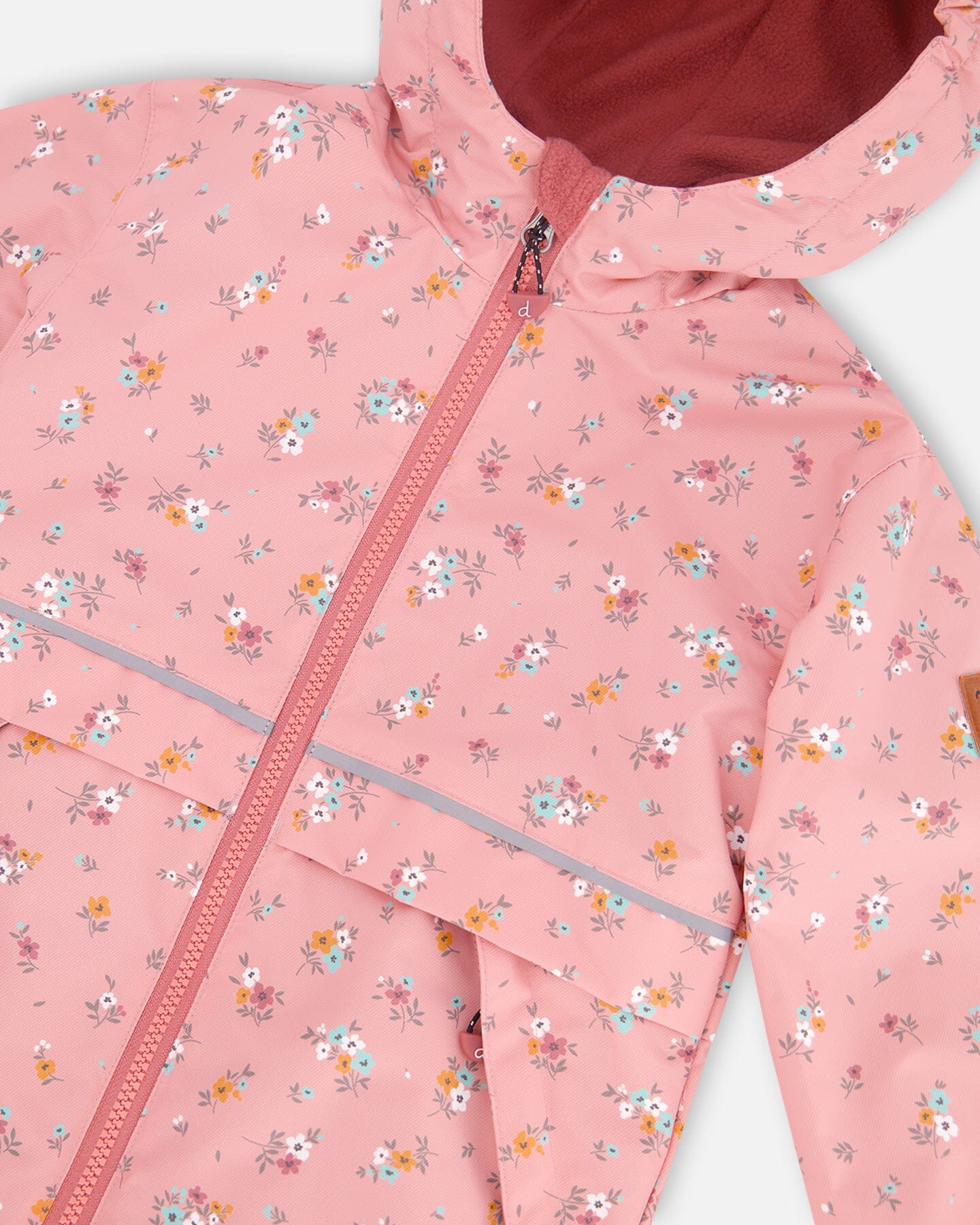 Two Piece Printed Coat And Pant Mid-Season Set Pink Little Flowers Print Outerwear Deux par Deux 