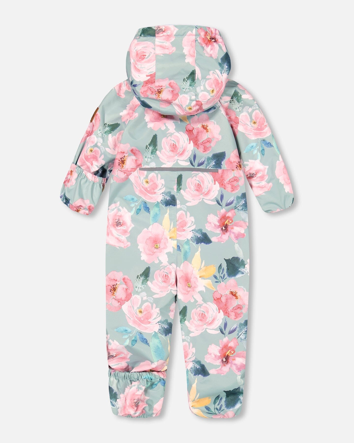 Baby Mid-Season One Piece With Hat Sage Green Printed Watercolor Roses - F30W65_003
