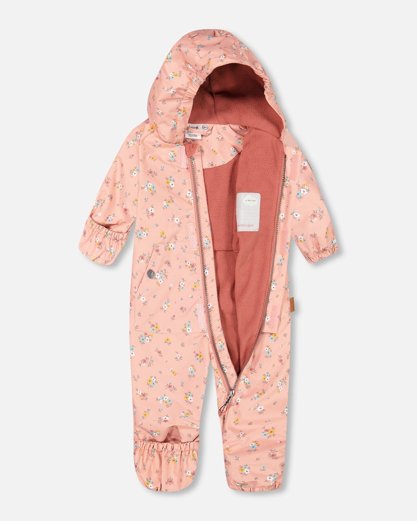 Baby Mid-Season One Piece With Hat Pink Little Flowers Print - F30W65_011