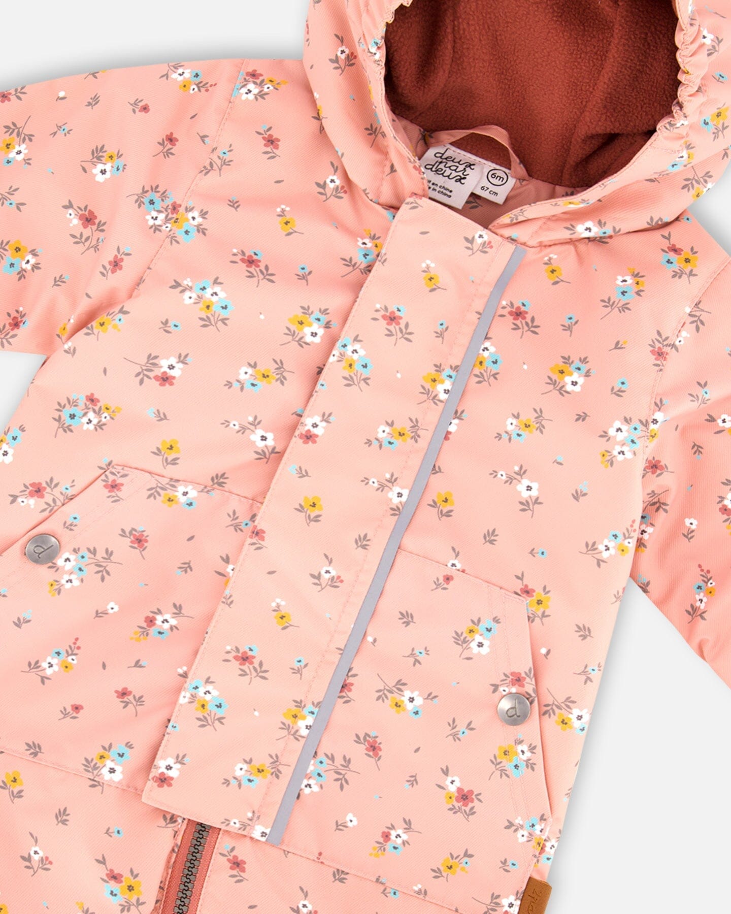 Baby Mid-Season One Piece With Hat Pink Little Flowers Print - F30W65_011