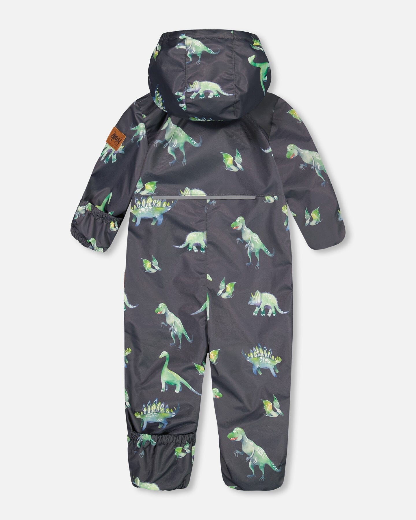 Baby Mid-Season One Piece With Hat Grey Printed Dinosaurs - F30W65_018