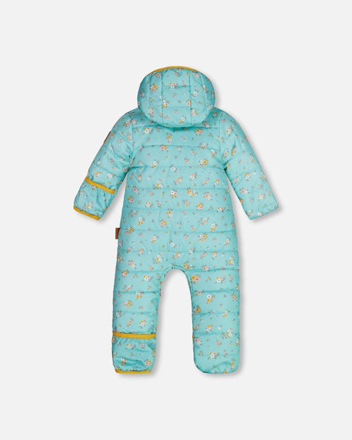 Baby Mid-Season Quilted One Piece Blue Little Flowers Print - F30W66_013