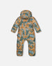 Baby Mid-Season Quilted One Piece Beige Printed Camo Dinos - F30W66_015