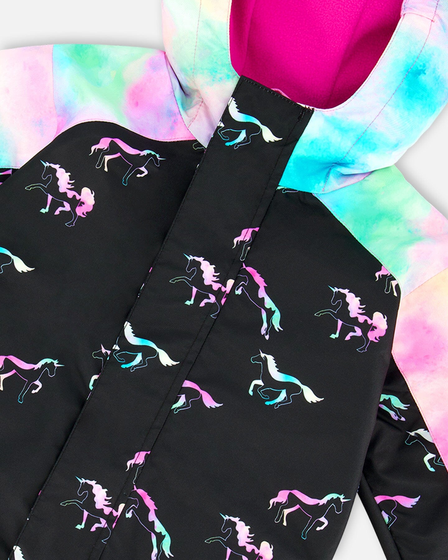 One Piece Outerwear Suit Black Printed Multicolor Unicorns Outerwear Deux par Deux 