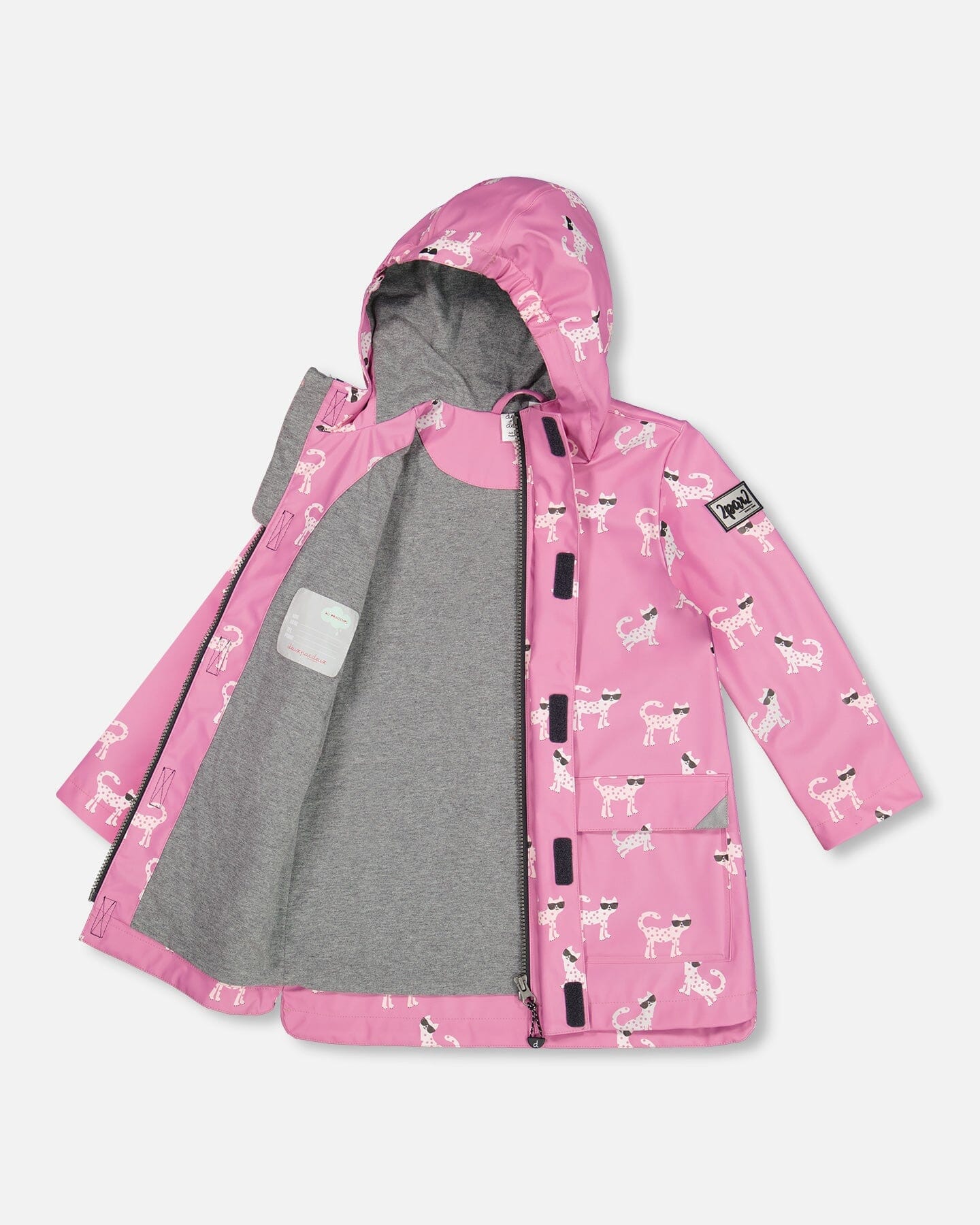 Changing Color Rain Coat And Hat Set Pink Printed Sunglasses Cats - F30W98_010