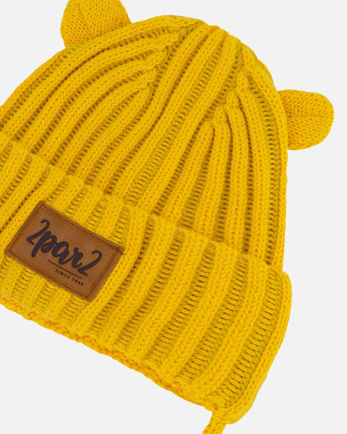 Baby Knit Hat With Ears Yellow - F30WT23_254