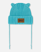 Baby Knit Hat With Ears Turquoise