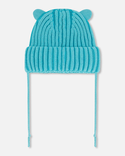 Baby Knit Hat With Ears Turquoise - F30WT23_424