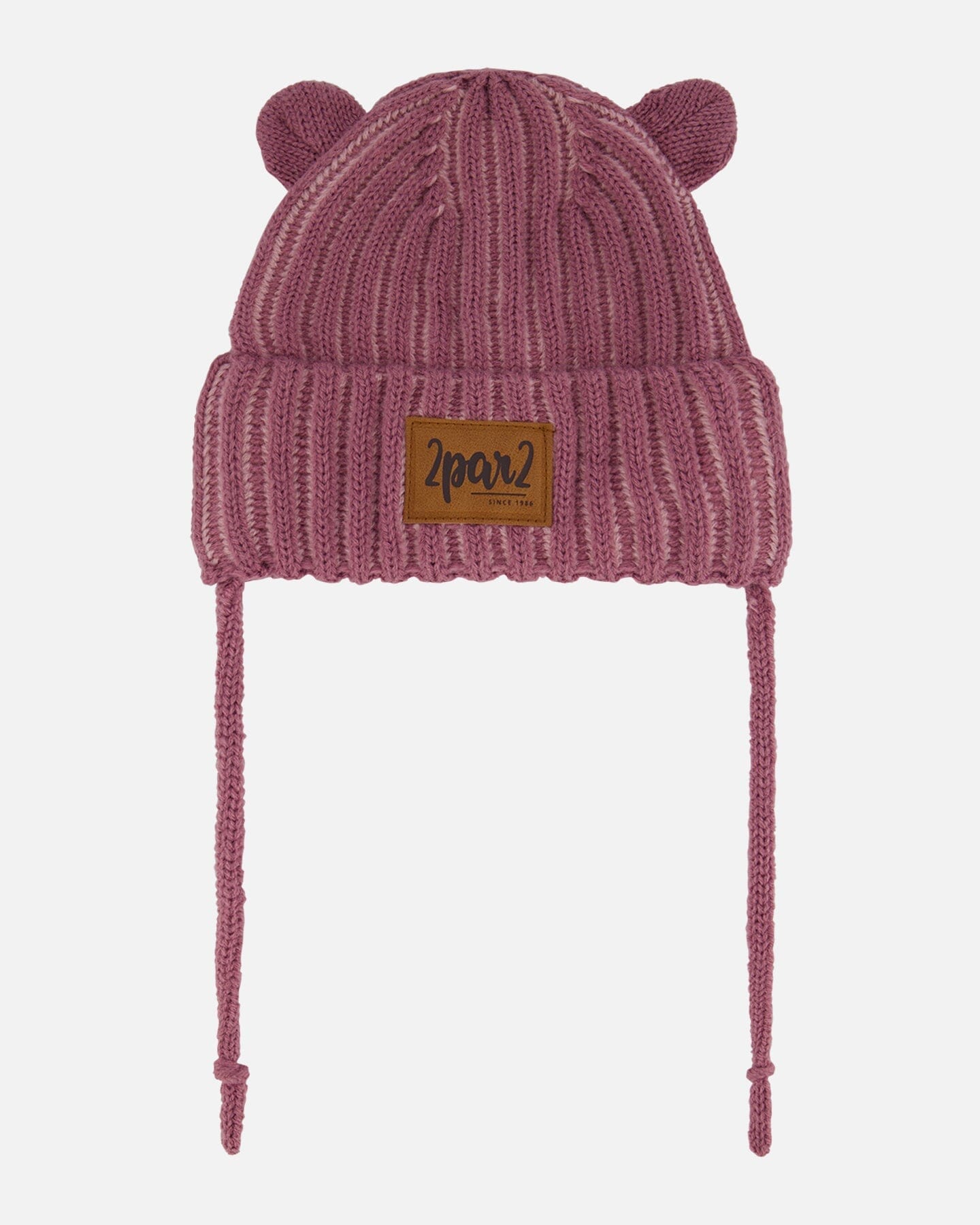 Baby Knit Hat With Ears Mauve - F30WT23_532