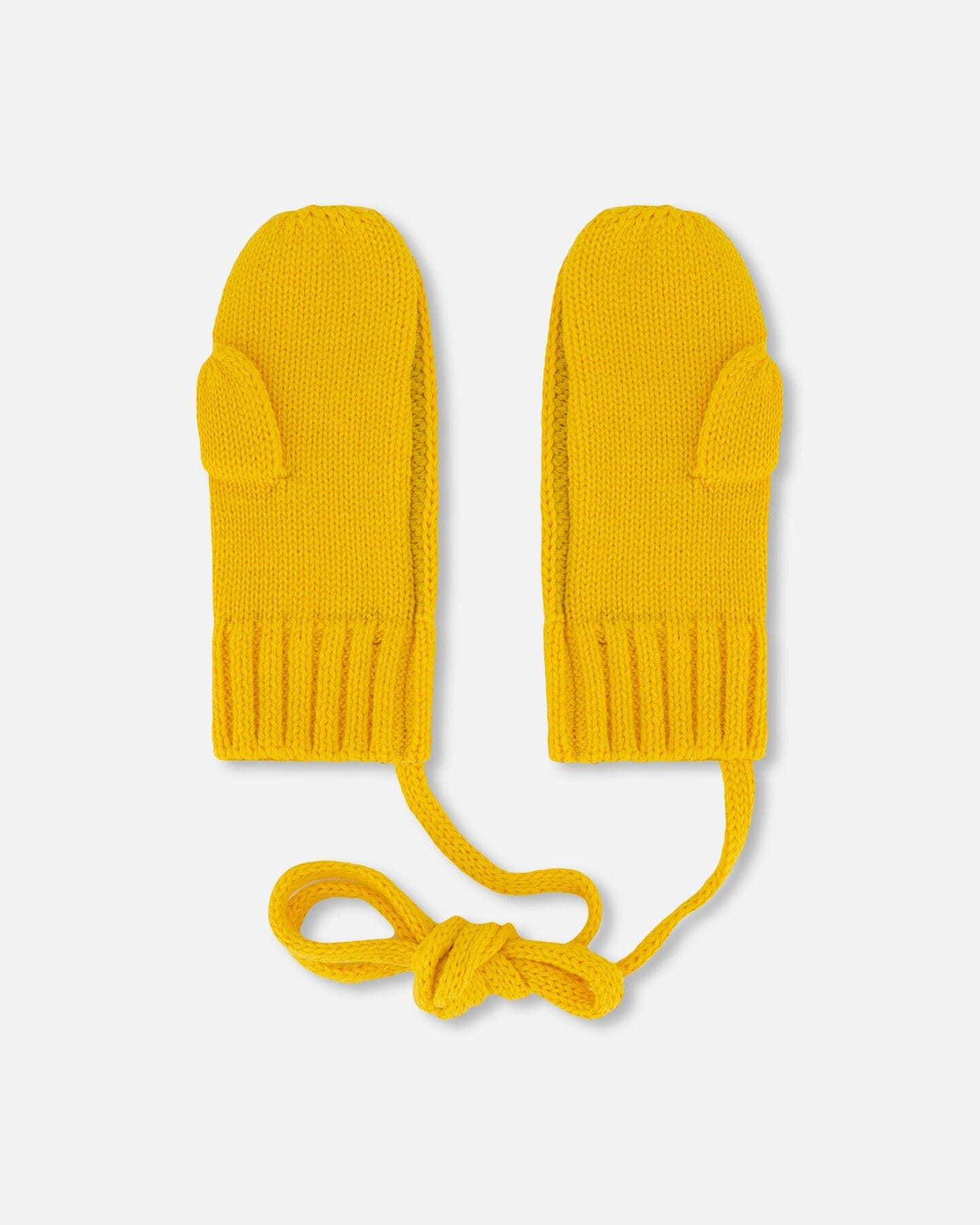 Knit Mittens With Cord Yellow - F30WT25_254