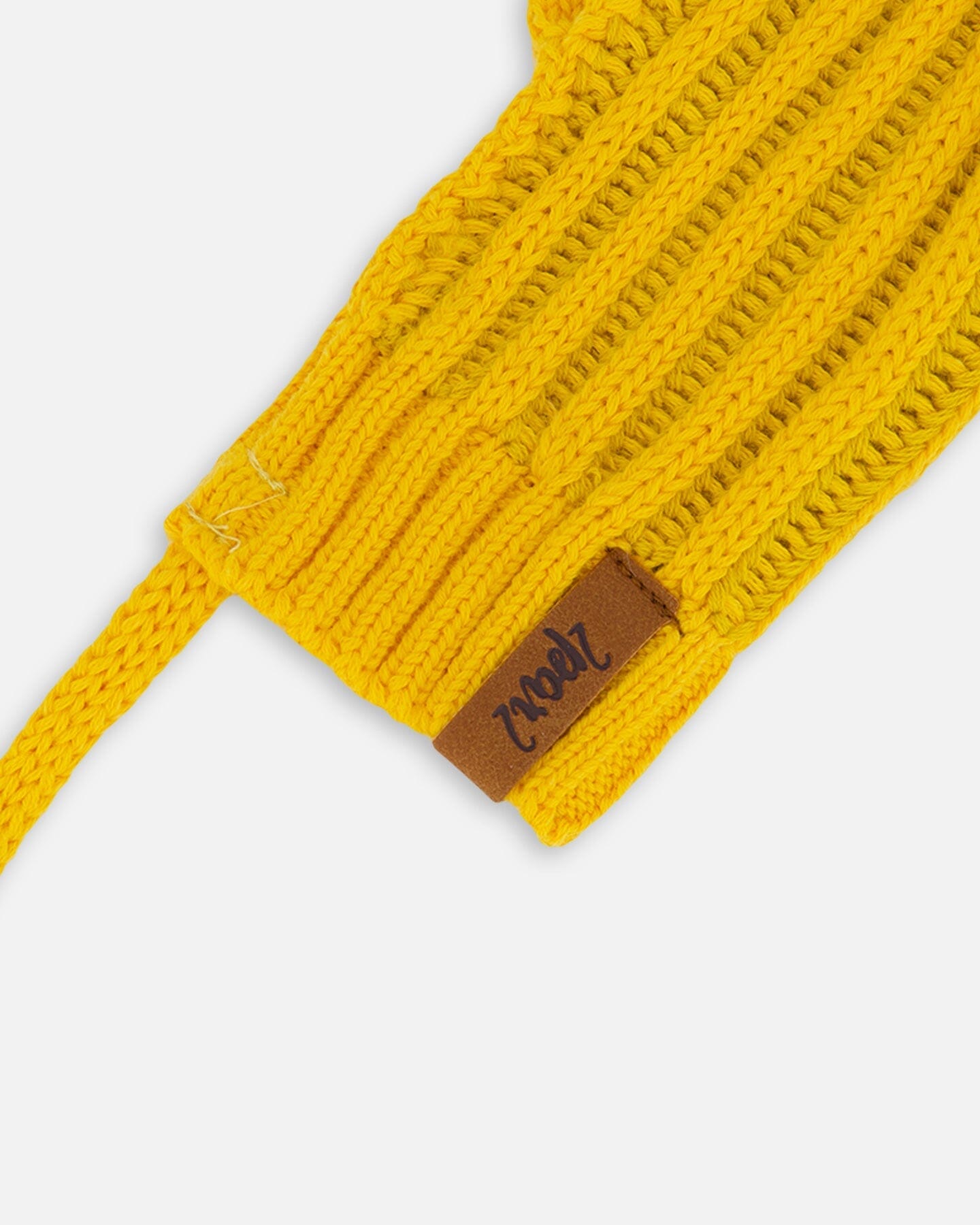 Knit Mittens With Cord Yellow - F30WT25_254