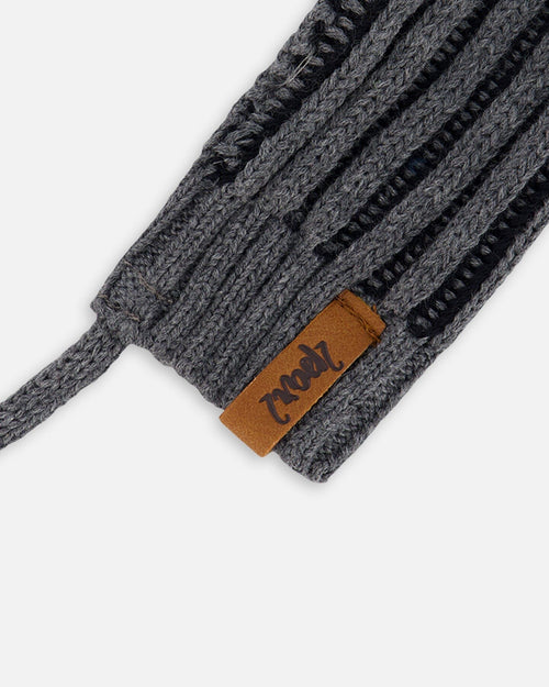 Knit Mittens With Cord Black - F30WT25_999