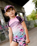 Short Sleeve Athletic Top Gradient Pink Printed Big Flowers - F30XG71_605