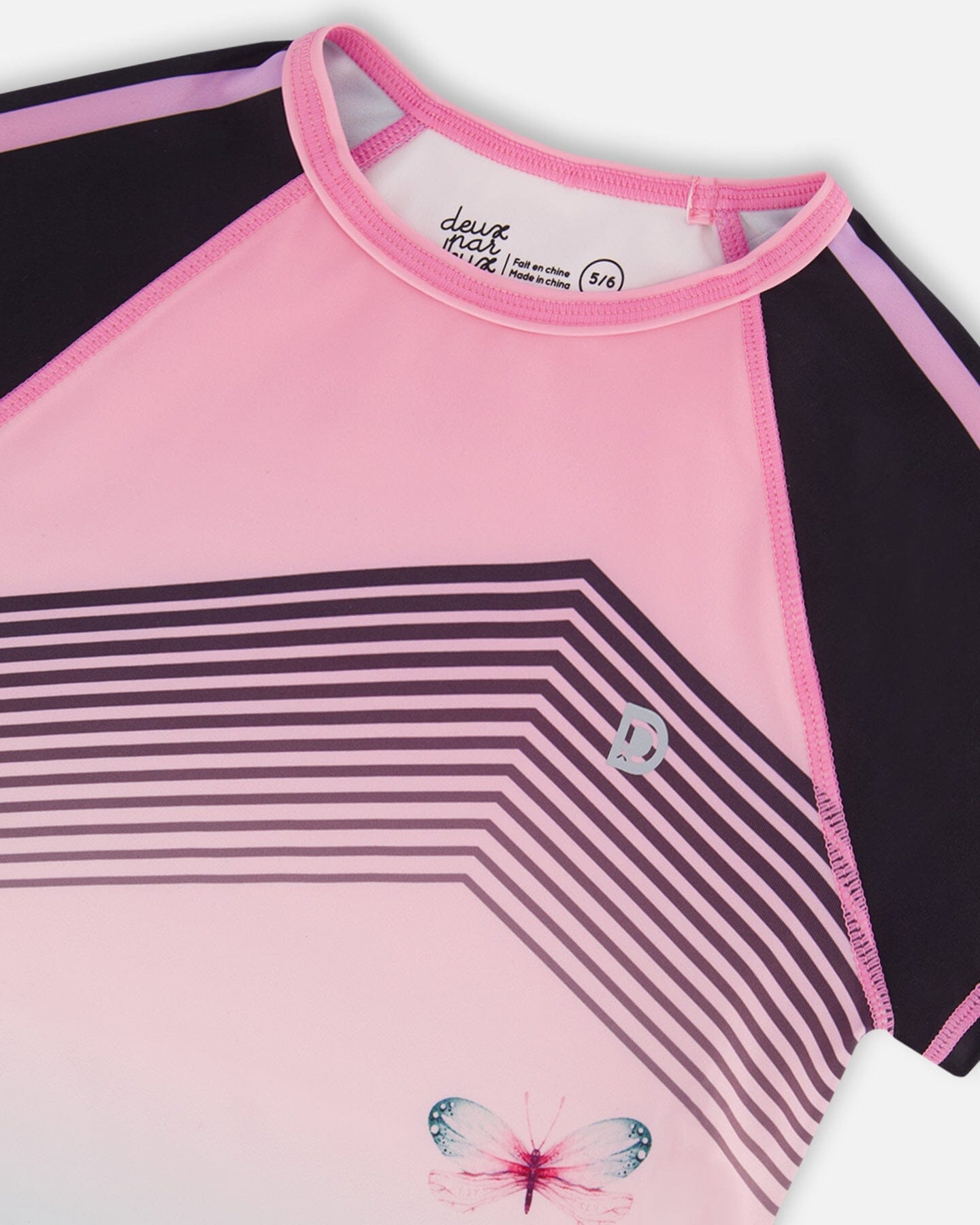 Short Sleeve Athletic Top Gradient Pink Printed Big Flowers - F30XG71_605