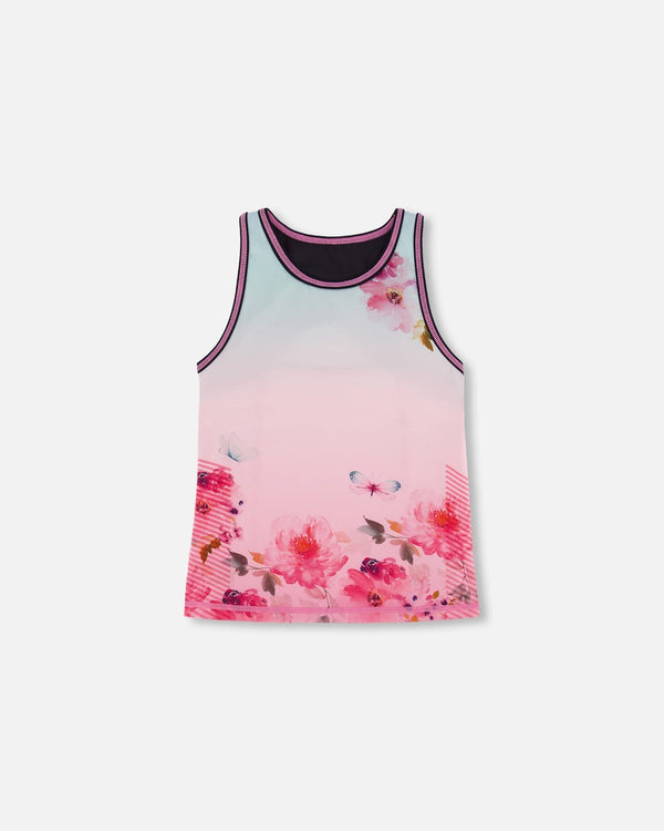 Athletic Tank Gradient Pink Printed Big Flowers - F30XG72_605