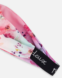 Athletic Headband Gradient Pink Printed Big Flowers - F30XGHB_605