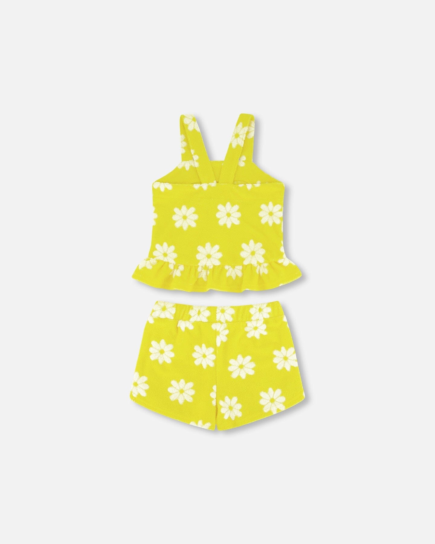 Terry Cloth Tank Top And Short Set Yellow Printed Daisies - F30YG10_215