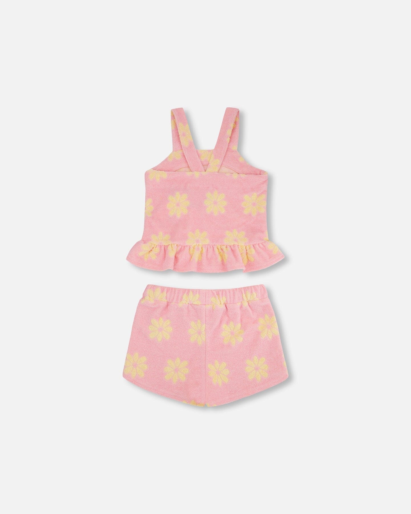 Terry Cloth Tank Top And Short Set Pink Printed Daisies - F30YG10_618