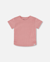 T-shirt en jersey froissé rose argent