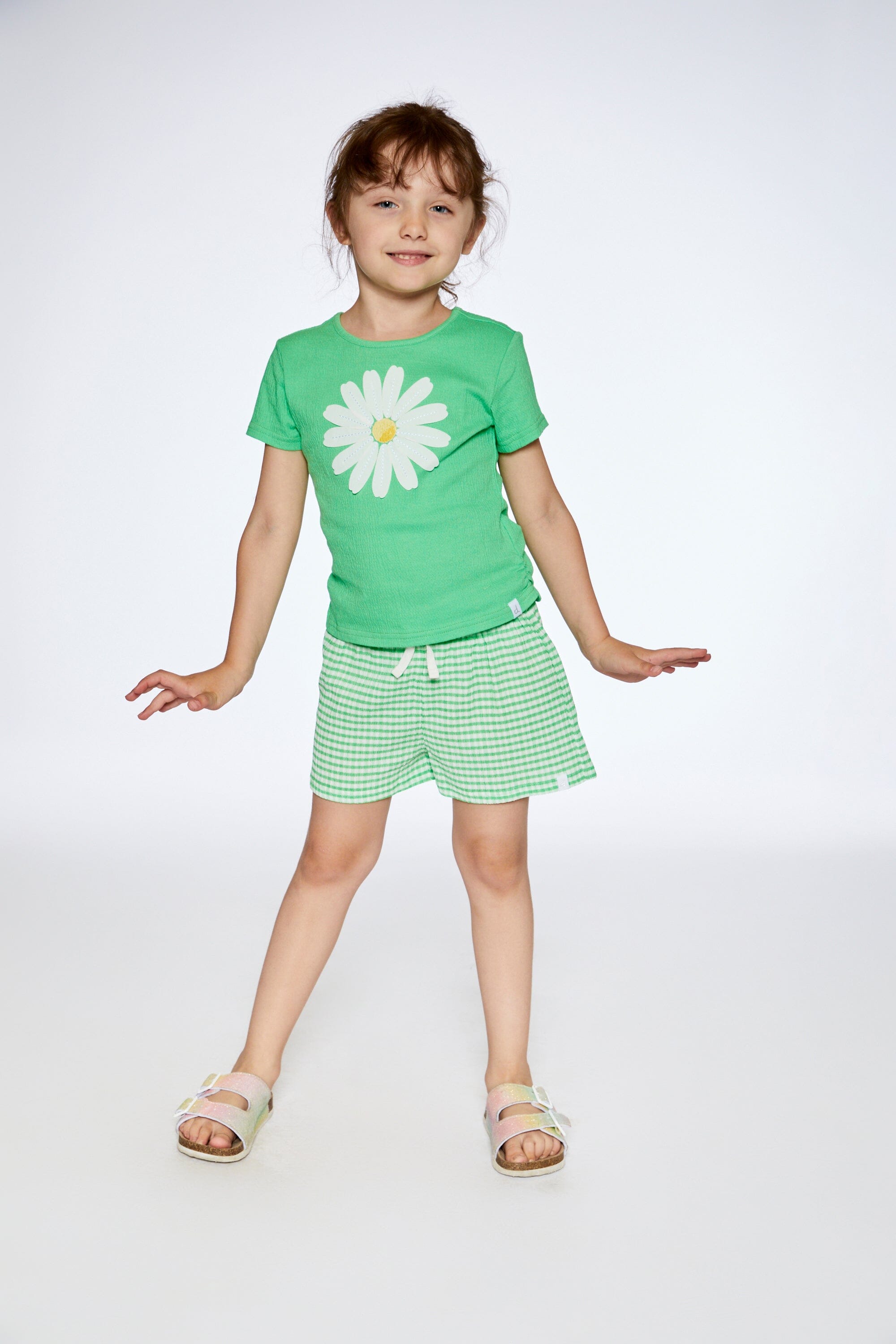 Crinkle Jersey Top With Applique Spring Green - F30YG71_375